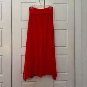 Light Orange, Silk Maxi Skirt size Small, Made in Italy
